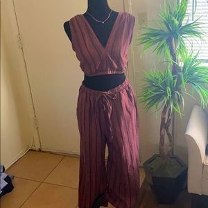 Striped crop top and pants set